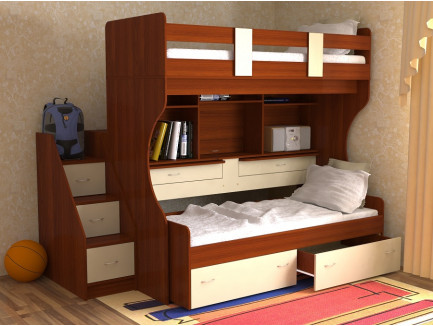 Детская выдвижная двухъярусная кровать Дуэт-4 («Славмебель»)