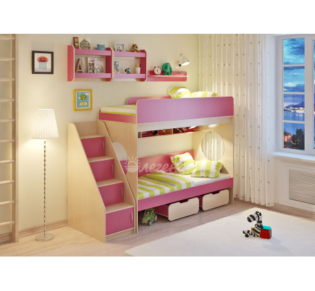 Двухъярусная кровать для девочек Легенда-7, спальные места 190х80 см	