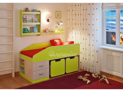 Детская кровать Легенда-8 с полками Л-01 и Л-03, спальное место 160х80 см