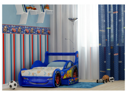 Кровать-машина для мальчика Молния Маквин Плюс с выдвижным ящиком, спальное место 170х80 см