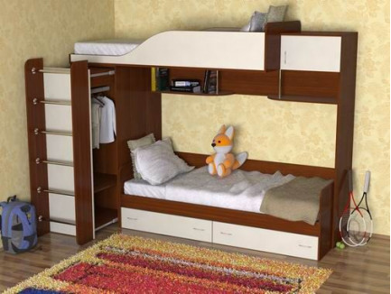 Двухъярусная кровать со шкафом Дуэт-3