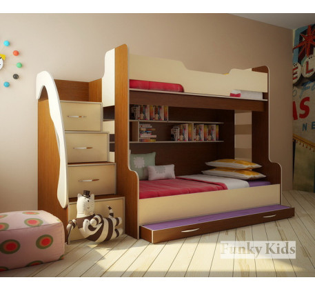 Детская комната для троих разнополых детей. Двухъярусная кровать Фанки Кидз-21 +двухдверный шкаф 13/2.