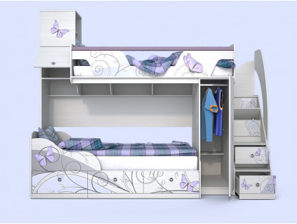 Двухъярусная кровать Леди, верхнее спальное место 190х80 см, нижнее 190х90 см