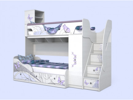 Двухъярусная кровать Леди, верхнее спальное место 190х80 см, нижнее 190х90 см