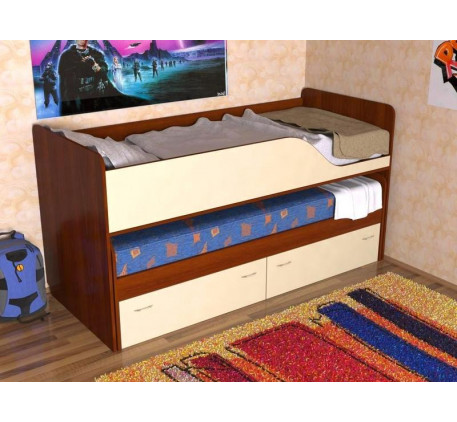 Детская выкатная кровать Дуэт-2 для двоих детей с выдвижным спальным местом с ящиками