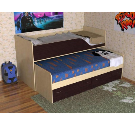 Выкатная кровать для двоих детей Дуэт-2 с выдвижным спальным местом с ящиками