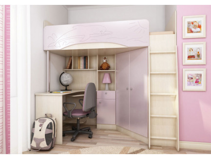 Детская кровать-чердак для девочки Бэмби-4, спальное место 200х90 см