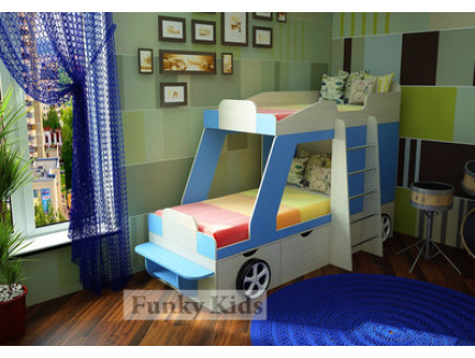 Двухъярусная кровать-машина Джип, детская двухэтажная кровать для двоих детей.