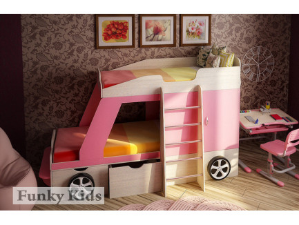 Двухъярусная кровать-машина для двоих детей Джип, спальные места кровати 170х80 см