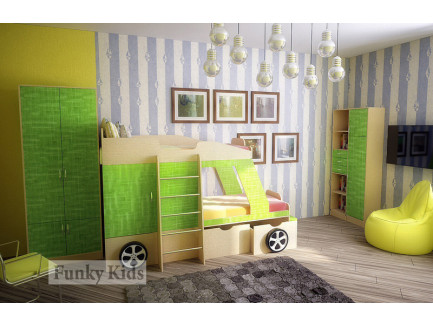 Детская кровать-машина для двоих детей Джип +13/9 +13/2. Спальные места кровати 170х80 см