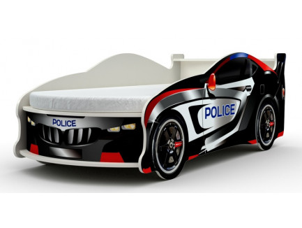 Кровать-машина Полиция Форсаж с матрасом, подъёмным механизмом, ящиком для белья. Спальное место 1800*800 мм.