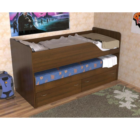 Кровать с выдвижным спальным местом Дуэт-2 для двоих детей с выкатными ящиками