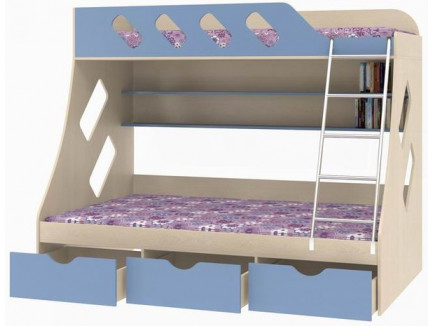 Двухъярусная кровать Дельта 20.01. Верхнее спальное место 190х90, нижнее 190х120 см