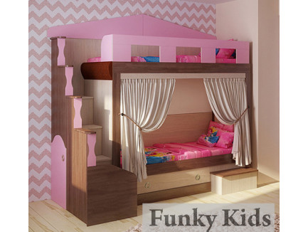 Двухъярусная кровать-домик Фанки Хоум, спальные места 180х80 см (Funky Home арт. 11002)