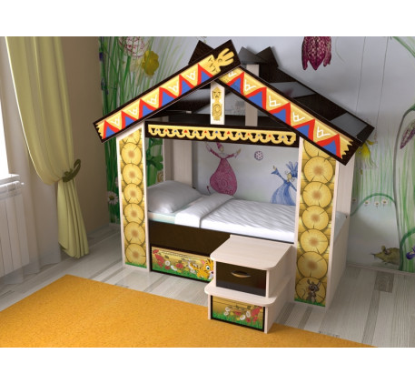 Кровать-домик, детская кроватка-дом, замок с горкой для девочки и мальчика