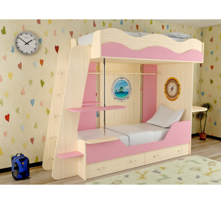 Детская двухъярусная кровать Кораблик-2, спальные места кровати-корабля 190х80 см