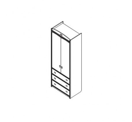 Шкаф для одежды: 2 двери, 1 полка, 1 штанга для одежды, 3 выдв. ящика