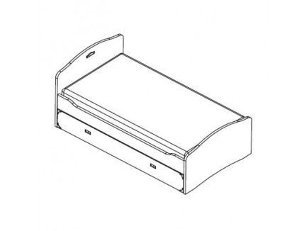 Кровать 190х90 см. с выдвижным ящиком или вторым спальным местом (без основания).