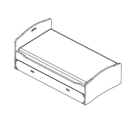 Кровать 190х90 см. с выдвижным ящиком или вторым спальным местом (без основания).