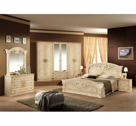 Спальня Рома (на фото): Кровать, Тумба прикроватная (2 шт.), Комод с зеркалом, Шкаф 6 дверный. Допол..
