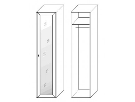 Шкаф 1 дверный 2858 с зеркалом (карниз и цоколь подбираются отдельно)
