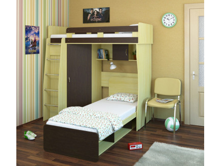 Детская Карлсон М3 (арт. 14.710+14.101) с нижней кроватью, спальное место кроватей 1860*700 и 2000*800 мм.