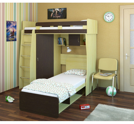 Детская кровать-чердак Карлсон Микро-301 (арт. 15.8.301), спальное место кровати 1600*700 мм.