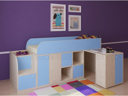 Кровать-чердак для мальчика Астра-Мини со столом, спальное место 190х80 см