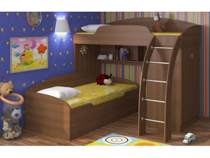 Двухъярусная кровать Соня со шкафом, спальные места 190х80 см