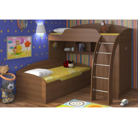 Детская кровать Соня-1 (верхняя)+Соня-2 (нижняя)+Соня-3 (шкаф с навесной полкой), спальное место кроватей 190х800 см