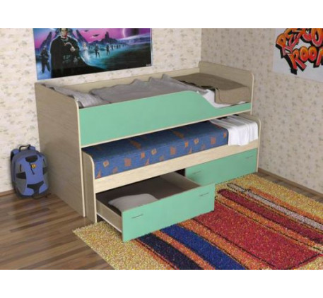 Двухъярусная выдвижная кровать Дуэт-2 для двух детей с выкатным спальным местом с ящиками