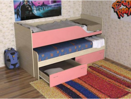 Двухъярусная выкатная кровать Дуэт-2 для двоих детей с выдвижным спальным местом с ящиками