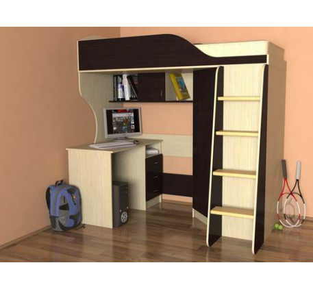 Кровать-чердак Квартет-1 с деревянной или металлической лестницей