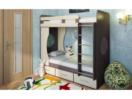 Детская двухъярусная кровать Милана-1 с бортиками, спальные места 190х80 cм