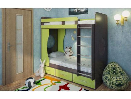 Детская двухъярусная кровать Милана-1 с бортиками, спальные места 190х80 cм