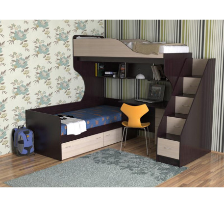 Двухъярусная кровать со столом внизу Дуэт-5