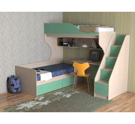 Двухъярусная кровать со столом внизу Дуэт-5