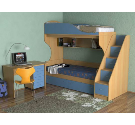 Детская двухъярусная кровать со столом Дуэт-5