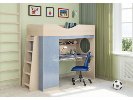 Кровать-чердак для мальчика Легенда-9.1 со столом, спальное место 180х80 см