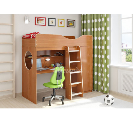 Детская кровать-чердак Легенда-9.1 со столом и шкафом, спальное место 180х80 см