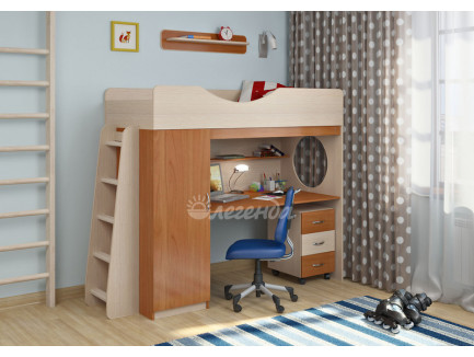 Кровать-чердак с рабочей зоной для детей Легенда-9.2, спальное место 180х80 см