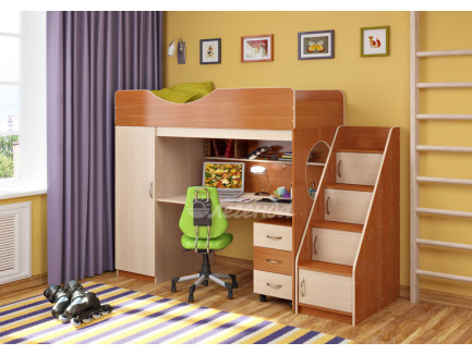 Детская кровать-чердак со шкафом Легенда-9.3, спальное место 180х80 см