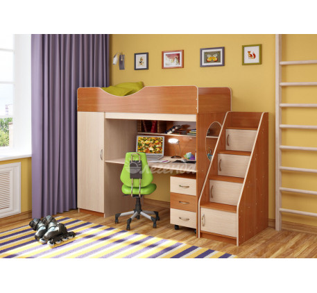 Кровать-чердак для мальчика Легенда-9.1 со столом, спальное место 180х80 см