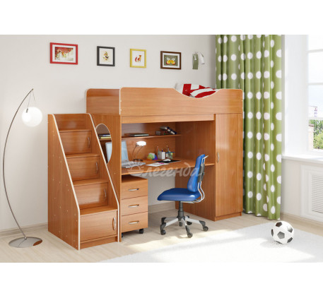 Кровать-чердак для подростка Легенда-9.1 со столом, спальное место 180х80 см