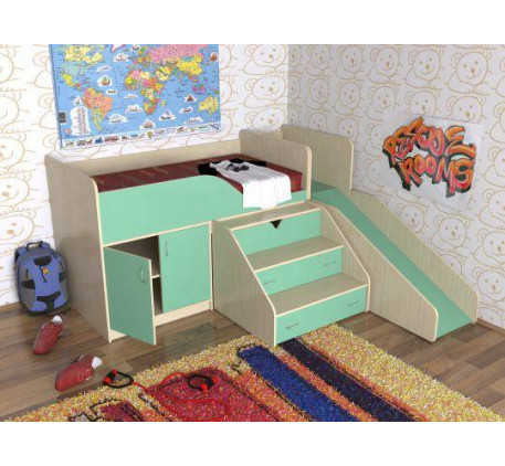Детская кровать с горкой Кузя, спальное место 160х80 см