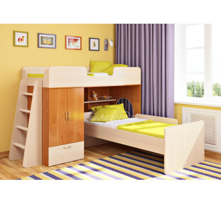 Двухъярусная кровать Легенда-3.4 с кроватью Л-14 внизу, спальные места 180х80 см