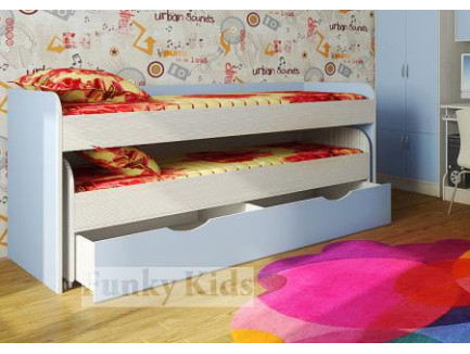 Двухъярусная выдвижная кровать Фанки Кидз-8 для двоих детей с выкатным спальным местом с ящиком
