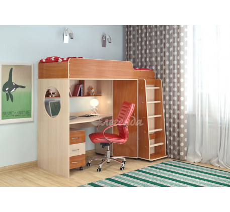 Кровать-чердак для детей от 3 лет Легенда-4.2 с тумбой, спальное место 190х80 см
