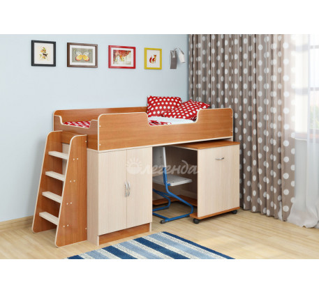 Кровать-чердак для мальчика Легенда 2.2 со столом Л-02, спальное место 160х80 см