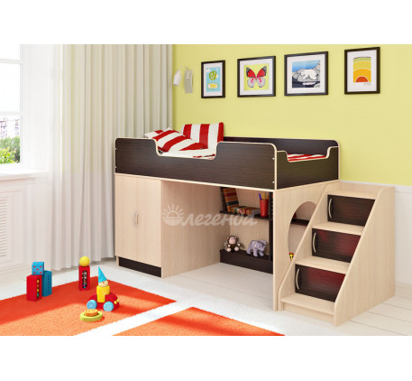 Кровать-чердак для мальчика Легенда 2.2 со столом Л-02, спальное место 160х80 см